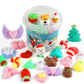 KINGYAO Squishy Fidget Toys, Mini Mochi Squishies 24 Pcs Party Christmas Mochi Favors for Kids Kawaii Snow Man Squishy Stress Re