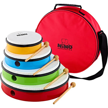 Nino Percussion 4-Piece Hand Drum Set With 6'-12' Sizes-Not Made In China-Includes Mallets And Bag, 2-Year Warranty (Ninoset6)