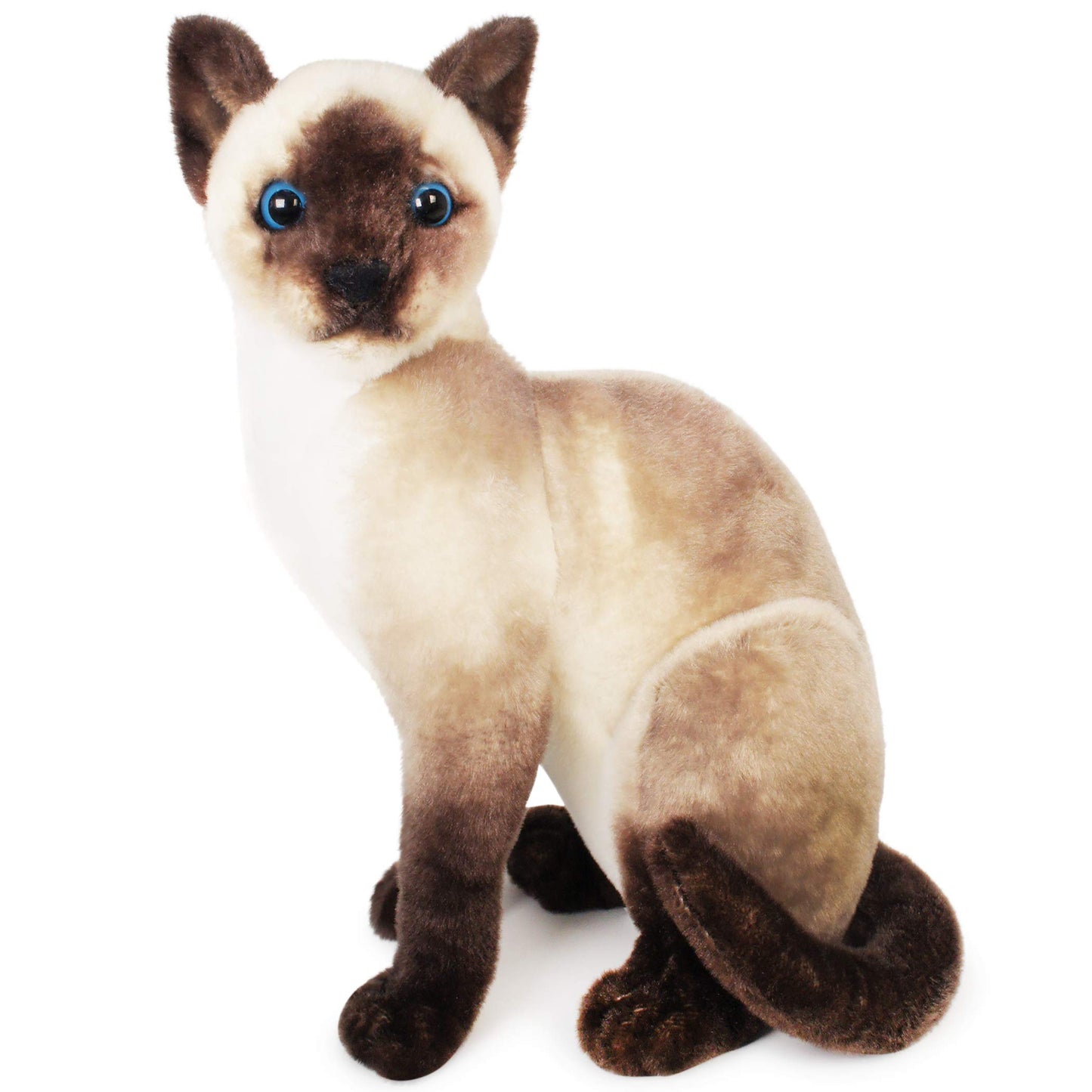 TigerHart 14 Inch Stuffed Siamese Cat Plush Toy - White Polyester Material