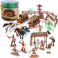 Liberty Imports 58 Pcs Wild West Cowboys And Indians Plastic Figures Play Set, Educational Toys Bucket Of Native American Indians Plastic Action Soldiers Figurines And Accessories