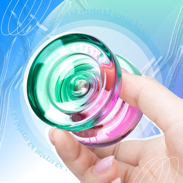 K2 Crystal Yoyo Professional Responsive Yoyo For Kids Beginners, Dual Purpose Yo-Yo With Unresponsive Yoyo Bearing For Adults + Extra 12 Yoyo Strings + Yo Yo Case + Bearing Kit(Green Pink Gradient)