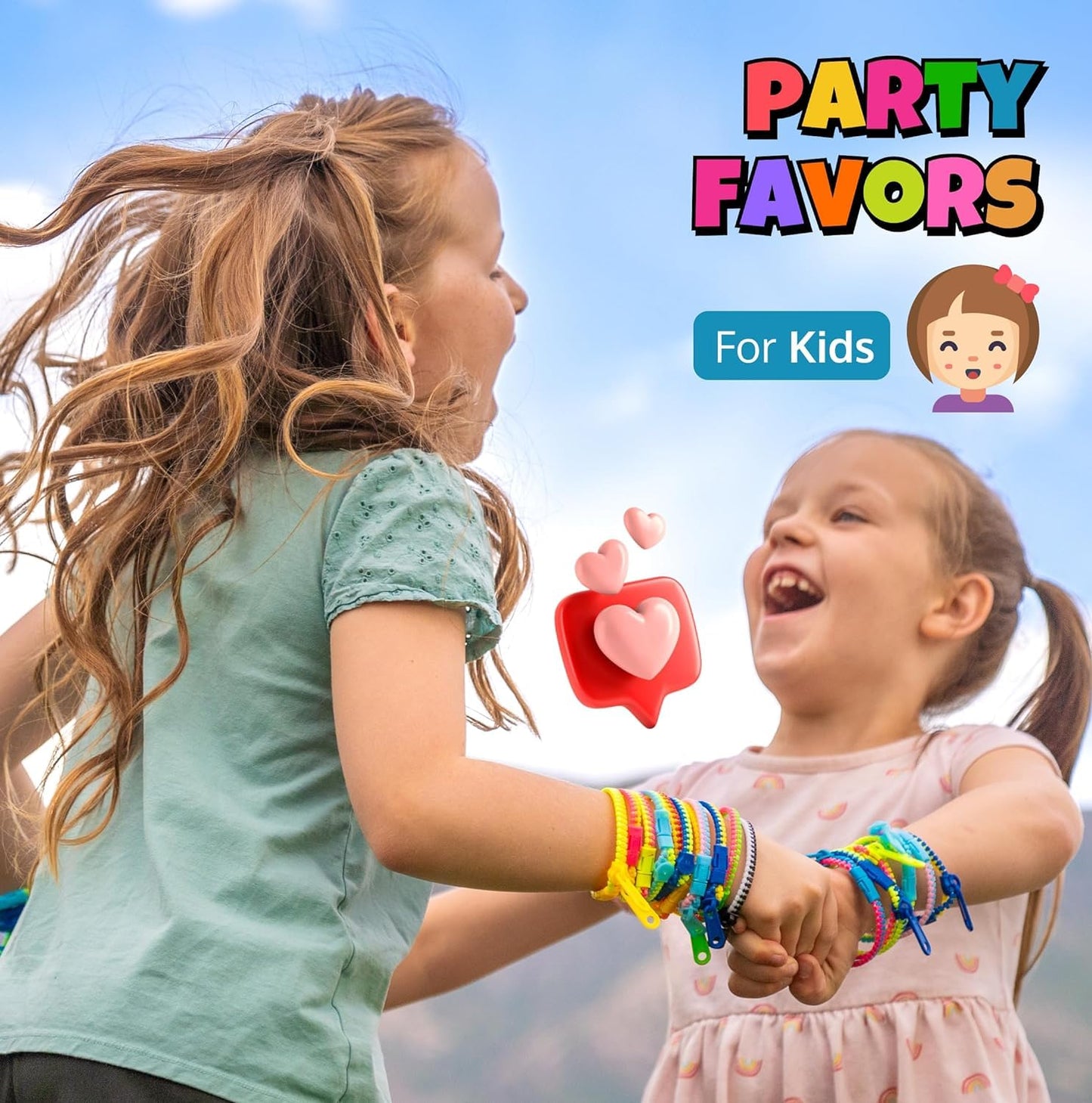 Upbrands 60 Party Favors For Kids, Friendship Zipper Bracelets 7 1/2” Sensory Bulk Set, Fidget Toys, Kit For Valentines, Birthday, Goodie Bags, Pinata Filler, Easter Egg Hunt Toys, Classroom Rewards