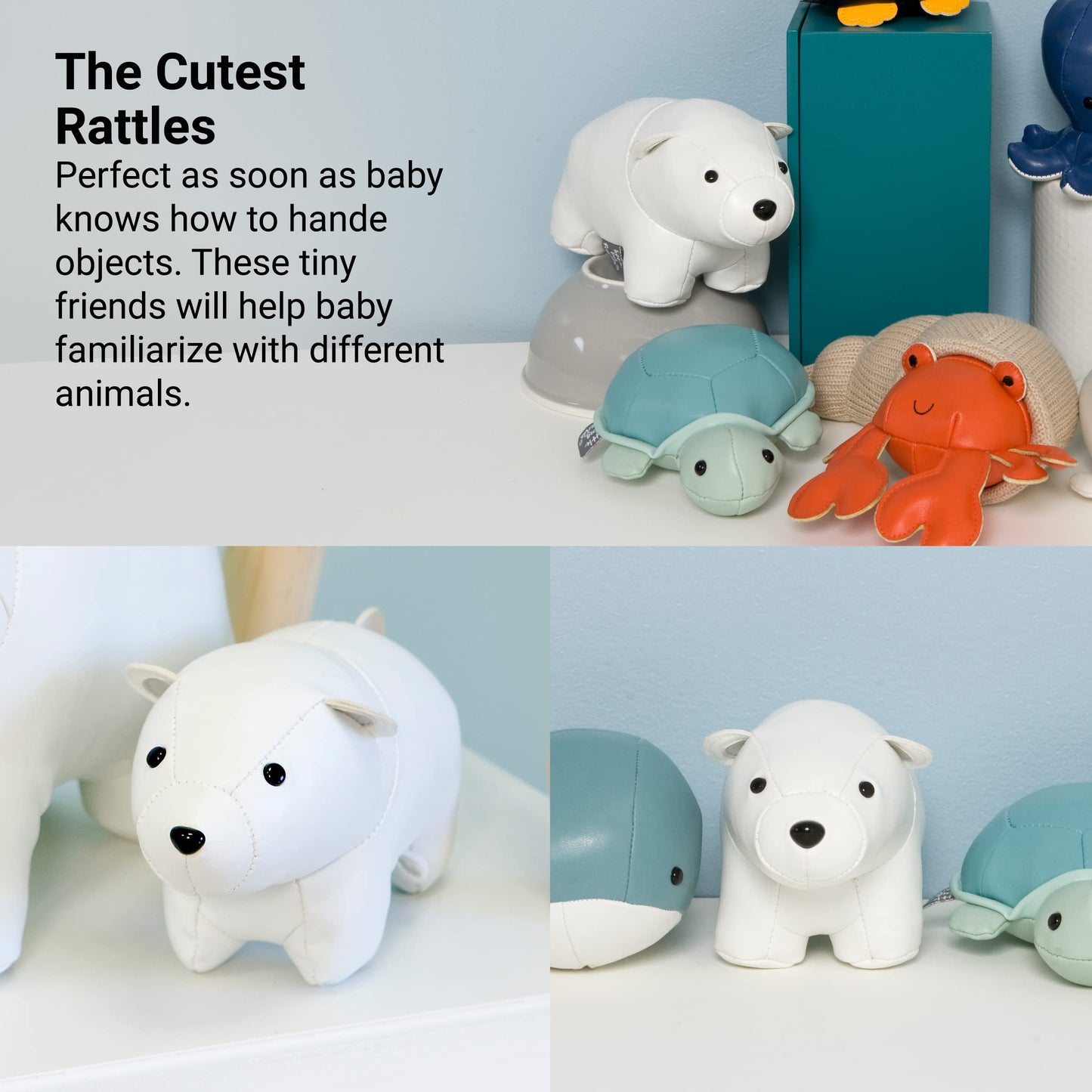 Little Big Friends Tiny Friends | Rattle Toy | Special Stuffed Animal | Easy To Clean | Nathan The Polar Bear