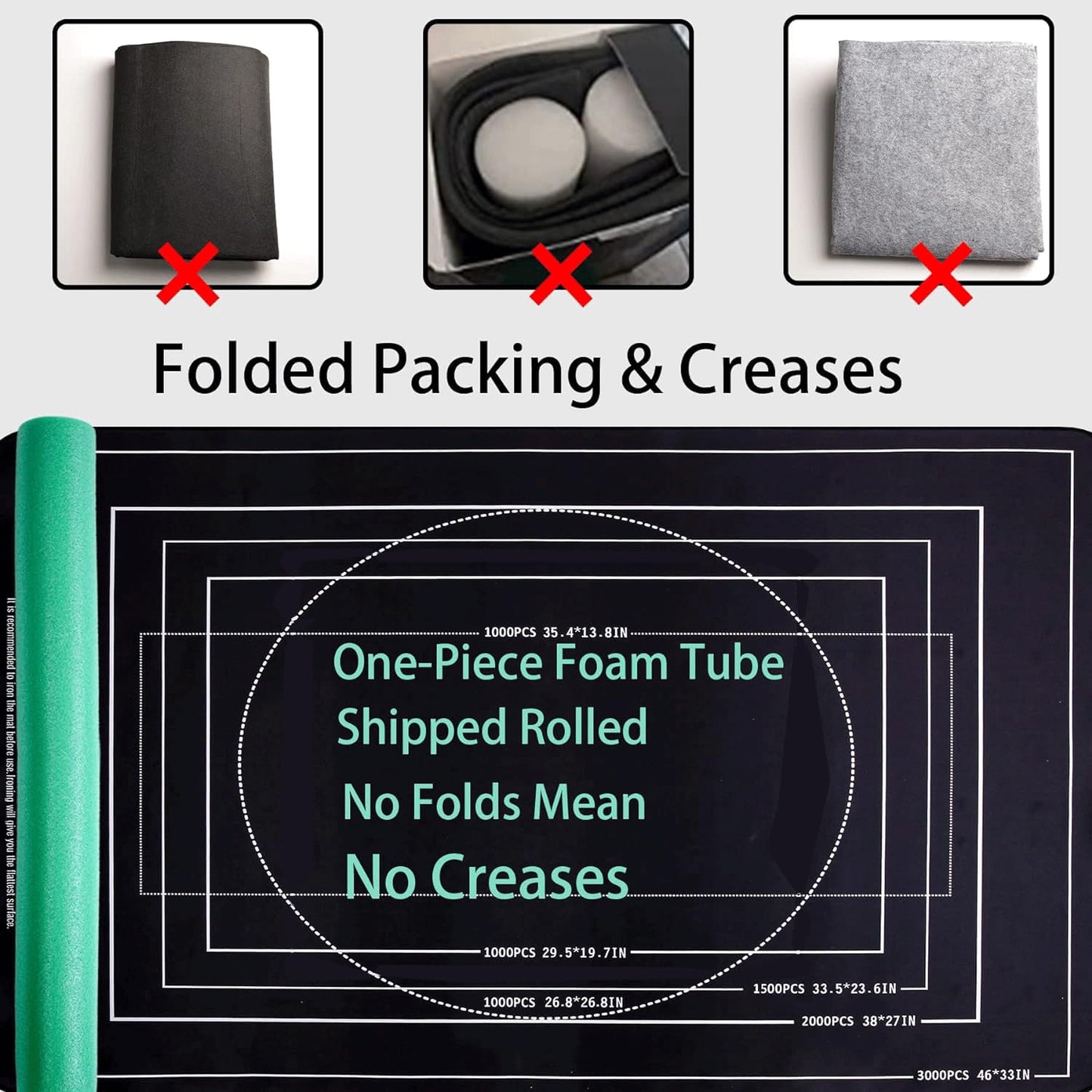 Lwoeo Jigsaw Puzzle Mat Roll Up, No Creases 49.2” X 35” Rubber Saver Pad Up To 3000 Pieces, Black Large Puzzel Matte Rollup With 6 Sorting Trays & 1 Storage Bag. Ideal For Holiday And Birthday