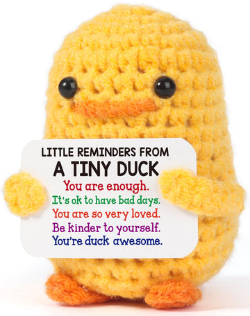 Mbl Inspirational Positive Crochet Duck - Handmade Little Reminders Emotional Uplifting Support Mental Health Knitted Duck For W