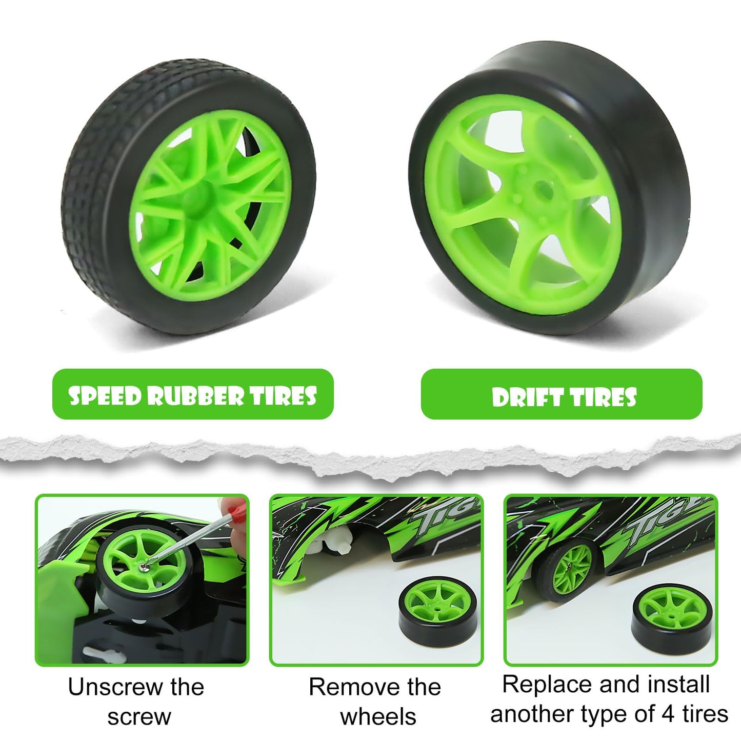 FLYNOVA 4WD RC Drift Car,Light Up Racing Toys for Kids Age 6 7 8 9 10-12,14 KM/H High Speed Vehicle,Easter Thanksgiving Christma