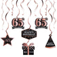 LINGTEER Happy 65th Birthday Rose Gold Swirls Streamers - Cheers to 65th Birthday 65 Years Old Bday Party Hanging Decorations.