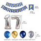 17Th Birthday Party Decoration For Boys, Happy Birthday Banner Blue Number 17 Birthday Balloons Metallic Silver Blue Gold Latex