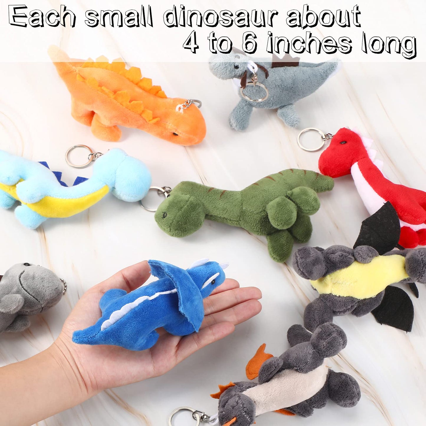 Kasyat 9 Pieces Dinosaur Stuffed Animals 4-6 Inch Mini Plush Dinosaur Figures Assortment Keychain Soft Backpack Ornaments Pendan