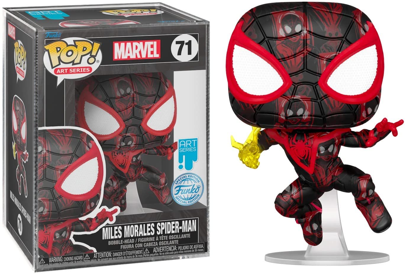 Funko Marvel Miles Morales Spider-Man Pop! Vinyl Bobble-Head, Limited Edition Art Series, Multicolor, Model FUN68250