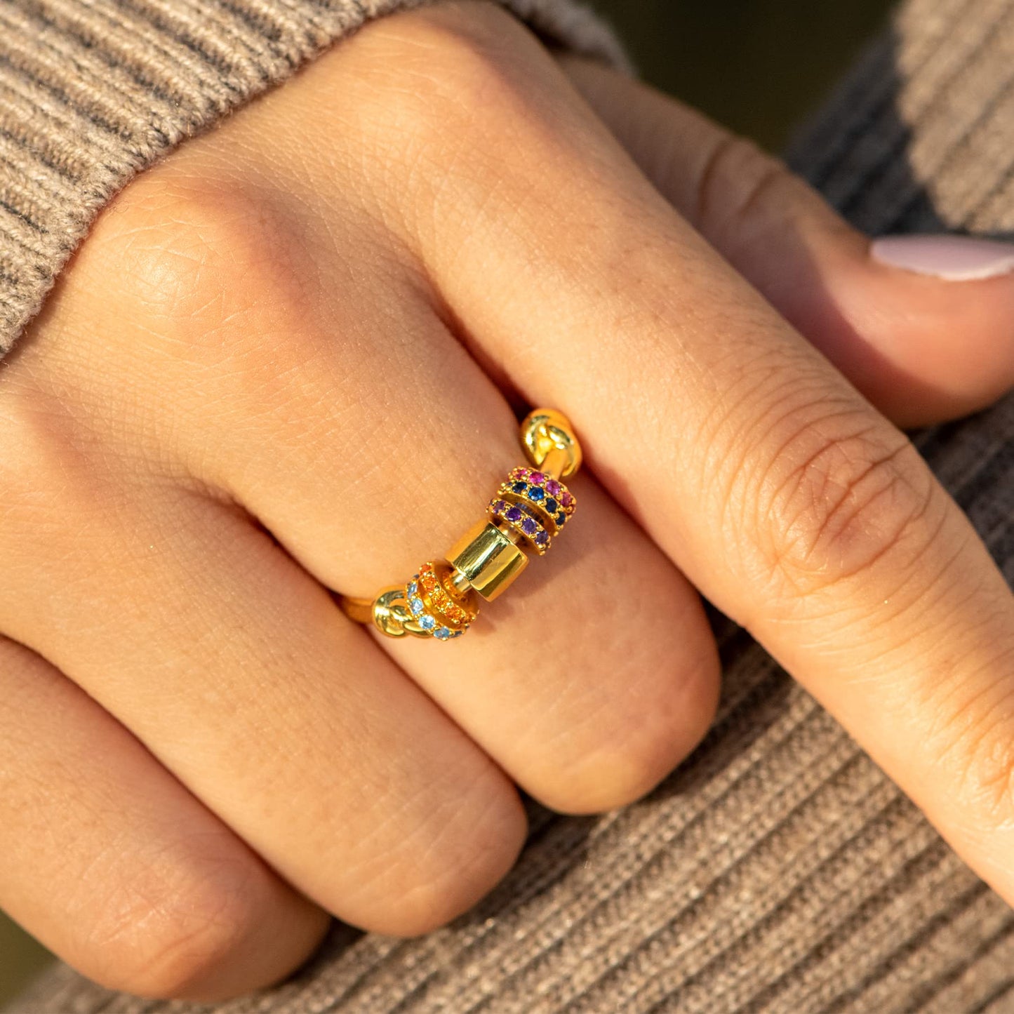 Storyjewellery Fidget Rings For Women, Anxiety Ring For Women, Gold Plated Spinner Ring Anxiety Spinning Stress Relieving Ring F