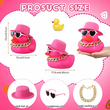 Honoson 6.89 Inches Giant Rubber Duck Funny Large Rubber Duck With Hat And Sunglasses Big Squeaky Duckling Car Ornaments Ducklin