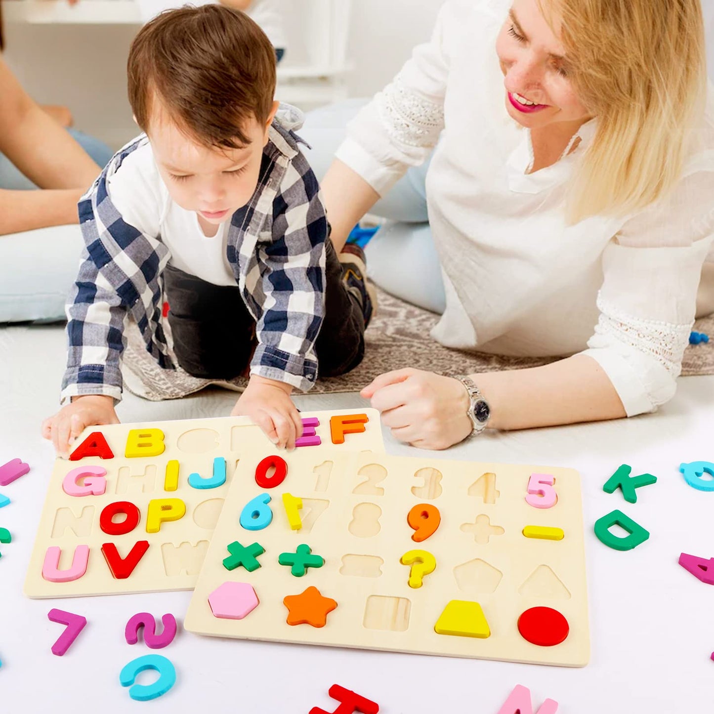 Wooden Puzzles For Toddlers, Wooden Abc Alphabet Letter Number Shape Puzzles Toddler Learning Puzzle Toys For Kids Boys Girls 2-