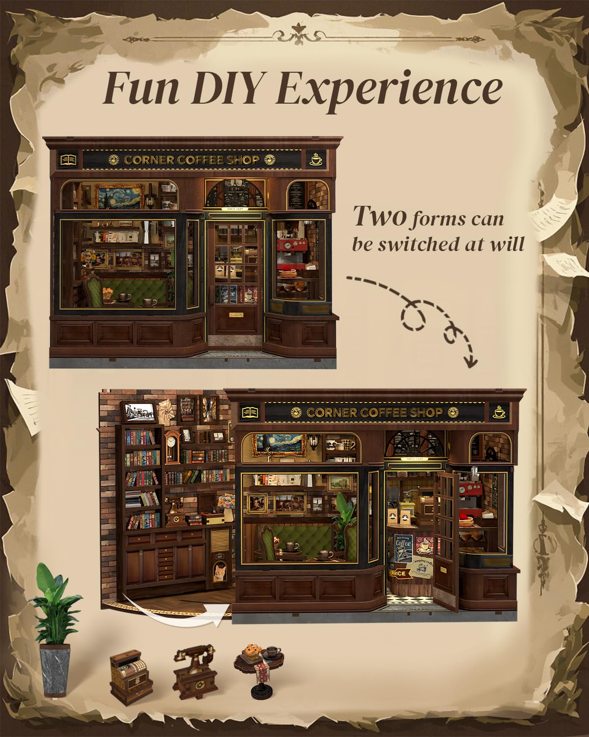 Cutefun Book Nook Kit, Diy Miniature Dollhouse Booknook Kit For Adults And Teens, Tiny House Bookshelf Insert Decor With Led Lig