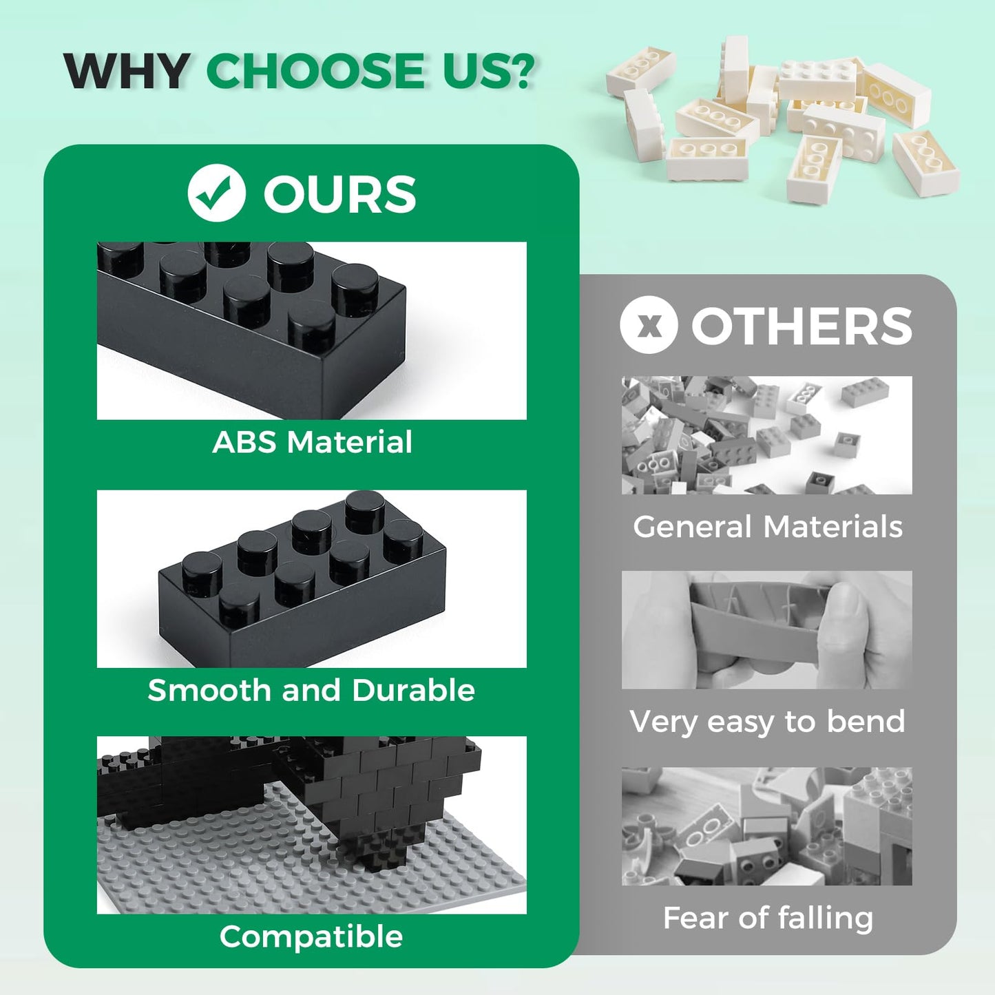 HUIZDQ 500 Piece Classic Building Bricks and 1 Gray Baseplate  2x4 Bricks Bulk Creative Building Toys  Blocks Bulk for Kids Ages 6+  Black