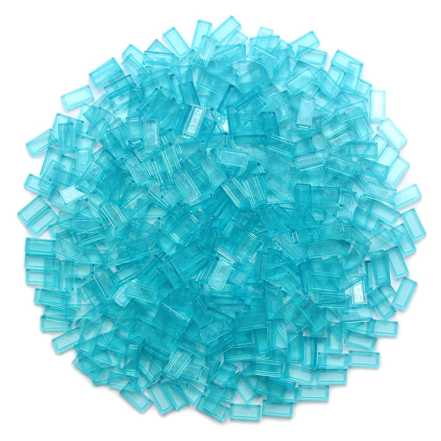 Transparent Light Blue 1×2 Tile ×700 Parts And Pieces Flat Moc Bricks, Bulk Building Blocks For Smooth Surface Wall Floor, Toy Accessories Compatible With Major Brands