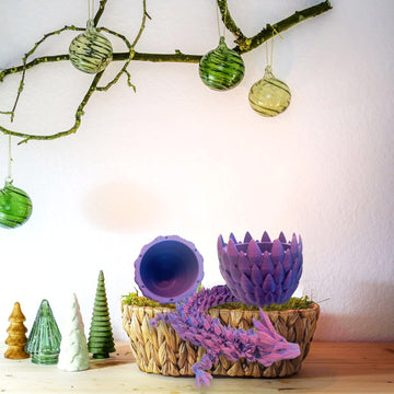 3D Printed Dragon Egg With Dragon Inside, Easter Eggs Articulated Mystery Crystal Dragon, Adults Fidget Toys Fo For Autism/Adhd, Easter Basket Stuffers Desk Toys For Home Office Decor(Purple)