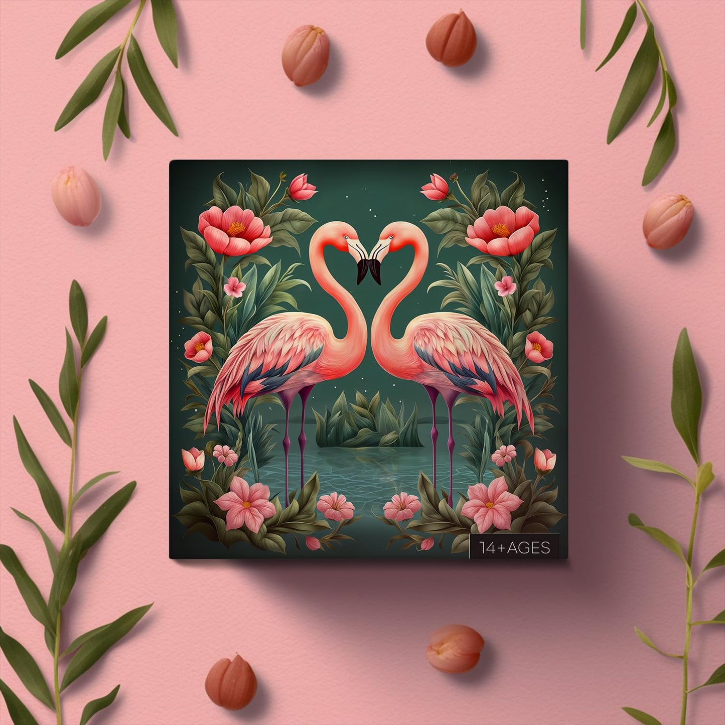Pickforu Vintage Flamingo Puzzles For Adults 1000 Pieces And Up, Valentine Jigsaw Puzzles With Two Pink Flamingos, Heart Puzzle