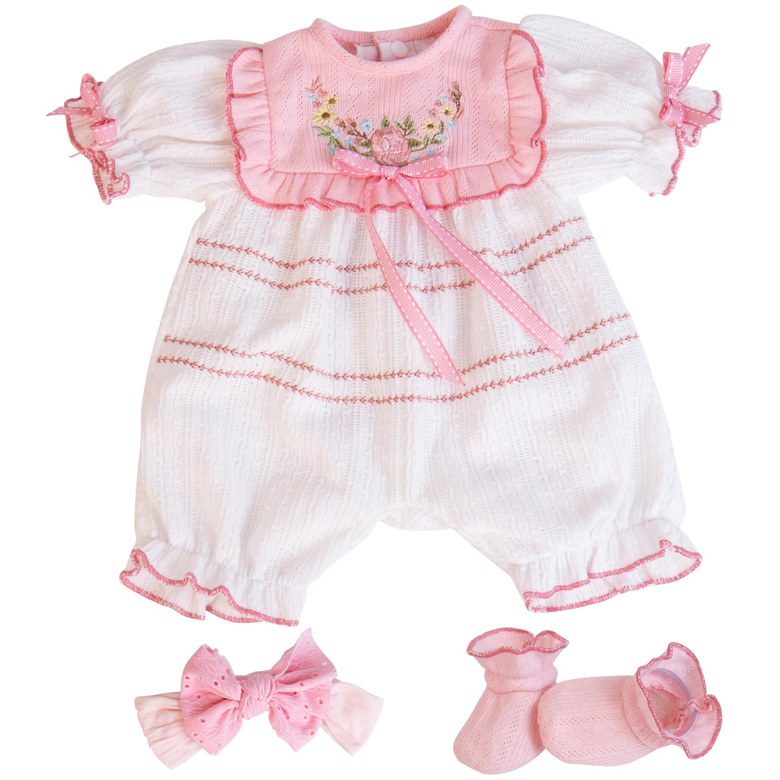 Aori Reborn Baby Dolls Clothes - Pink Outfit Clothing Set For 20-22 Inch Lifelike Newborn Girl Dolls