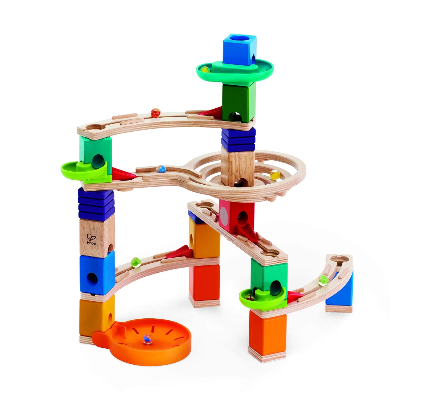 Hape Quadrilla Cliffhanger Wooden Marble Run Blocks | Marble Maze Run Set, Early Educational Stem Development Building Toys For