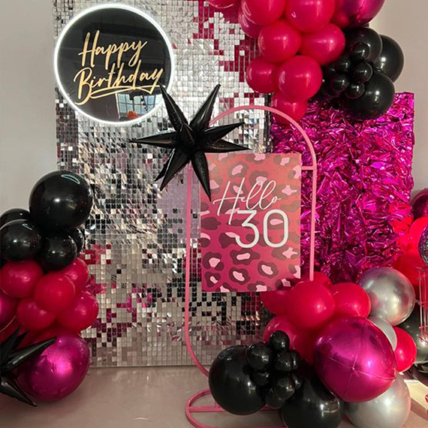 Paready Hot Pink and Black Balloons, 30 Pcs 12-Inch Latex Balloons for Birthday, Wedding, Party Decorations