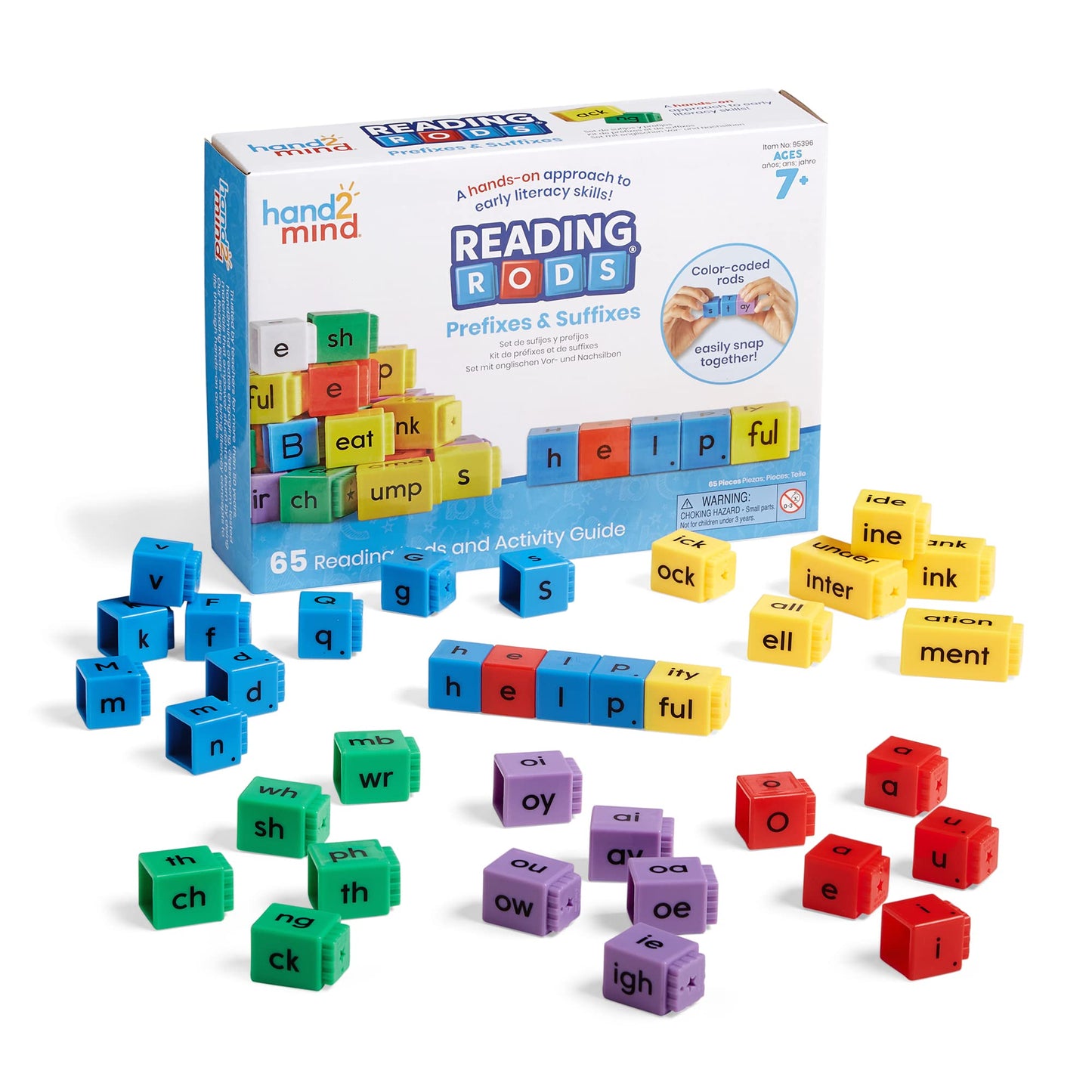 hand2mind Reading Rods - Prefixes & Suffixes Word Building Activities, One Size, Blue, Model 95396