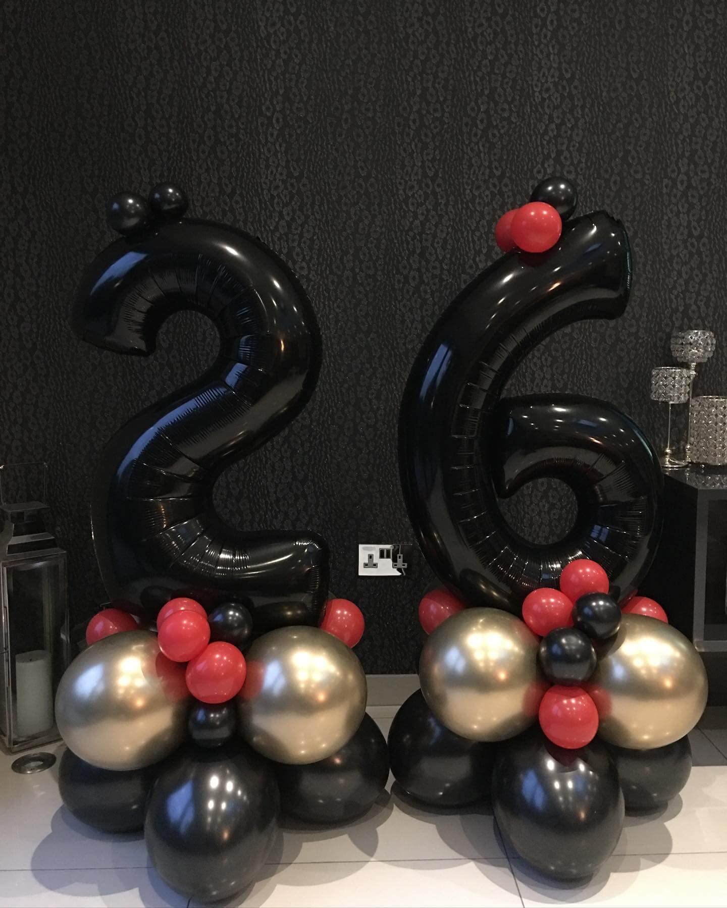 40 Inch Black 26 Number Balloons Giant 26 Or 62 Balloons Black Birthday Balloons 26Th Or 62Th Birthday Anniversary Events Party