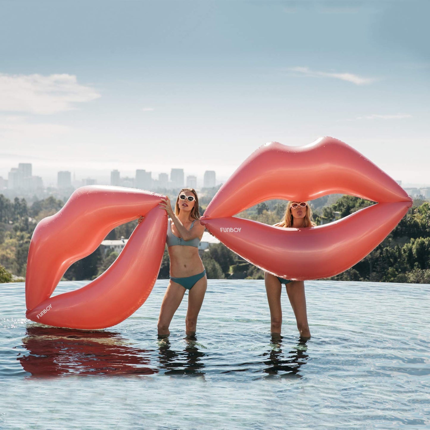 FUNBOY Giant Inflatable Pink Lips Pool Float, Small Luxury Plastic Float for Summer Fun, Model LIPS17