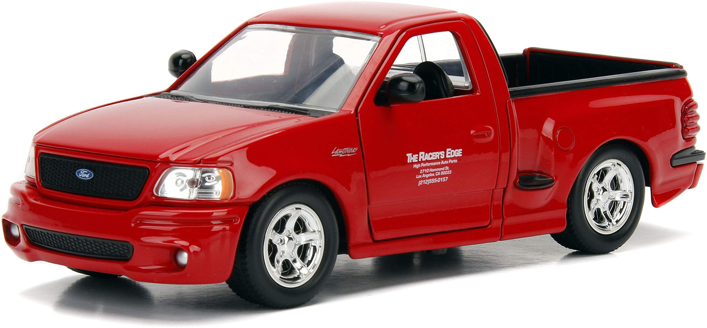 Jada Toys Fast & Furious 1:24 Die-Cast Car, Brian's Ford F-150 SVT Lightning, Red, Model 99574, One Size
