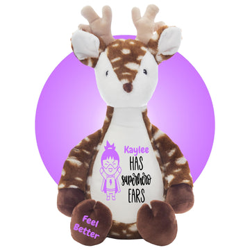 Ear Tube Gifts for Kids - Personalized with name + color choice - Ear Tube Get Well Soon Stuffed Animals - Ear Tube Removal Gift