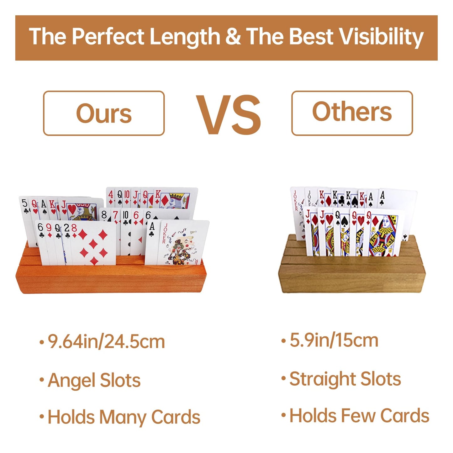 Hismocal 4 Pack Playing Card Holders Deck Stand, Play Cards Holder For Kids Or Elder People, Hands-Free Wood Holder Racks Set Of