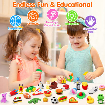 Palmatte 140Pcs Mini Animal Erasers For Kids Bulk, Cute Desk Pets Kids Prizes Treasure Box Toys For Classroom Rewards Back To School Supplies, Random 3D Puzzle Erasers Kids Party Favors Goodie Bags