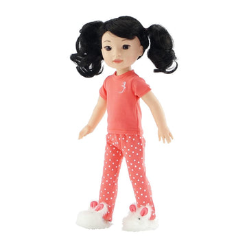 Emily Rose 14 Inch Doll Clothes & Accessories | 2 Pc 14 Fashion Doll Coral Pajamas Pjs Sleep Gift Set With Fluffy Bunny Slippers