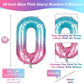 Mermaid Number 0 Balloons 40 Inch, Large Purple Teal Rainbow Number Balloons 0-9 Set, Starry 0 Mylar Foil Balloon Numbers For Gi