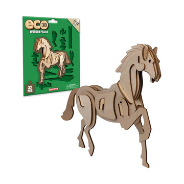 Eco 3D Wooden Puzzle - Horse From Deluxebase. Sustainable Wood Animal Puzzle Craft Set. Model Building Kit For Educational Toys