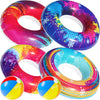 Parentswell 6Pcs Big Pool Floats Tubes: Inflatable Pool Floats Swimming Rings With Beach Balls - Brightly Colored Pool Floaties 