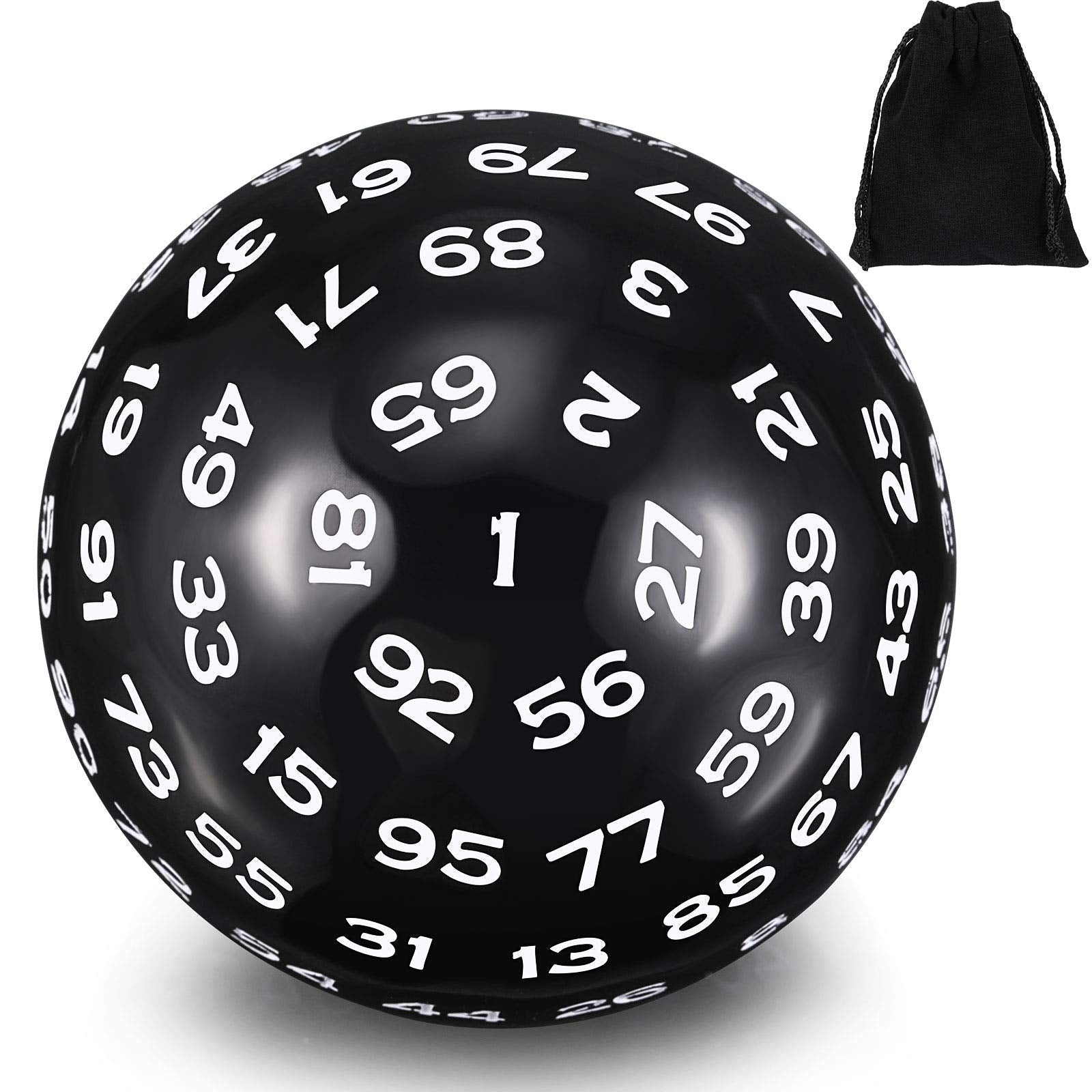 Sumind 100 Sided Polyhedral Dice Single D100 Game Dice 45 Mm 100 Sided Cube With Black Pouch For Role Playing Dnd Rpg Mtg Table