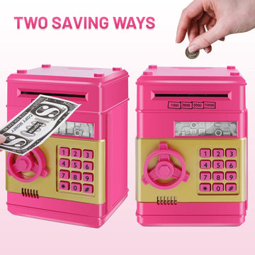 Gudoqi Password Piggy Bank, Digital Electronic Money Bank, Mini Atm Cash Coin Saving Can Toys, Birthday For Kids, Rose