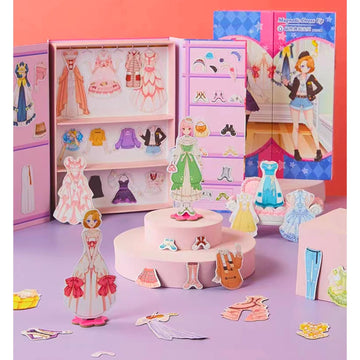 Magnetic Dress Up Paper Doll Pretend Play Game Toys,Dollhouse Magnet People Clothes Puzzles Development For 3+ Year Old Girls To