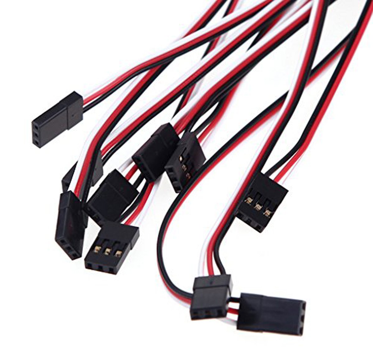 10Pcs 3 Terminal Male to Female Servo Extension Lead Wire Cable 300mm Red White Black for RC Airplane (10Pcs)