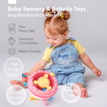 Hahaland 1 Year Old Girl Gifts - Montessori Toys Baby Toys 12-18 Months For Sensory Toys Pop Fidget Spinning Toy For 1-3-Year-Old Gift Infant Toy For 12-18 Month Birthday Gifts Easter Basket Stuffers