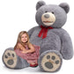 Hollyhome 5Ft Giant Teddy Bear Stuffed Animal Huge Teddy Bear Plush With Big Footprints Valentines Gift 5 Feet 5 Feet Grey