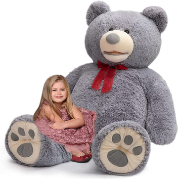 Hollyhome 5Ft Giant Teddy Bear Stuffed Animal Huge Teddy Bear Plush With Big Footprints Valentines Gift 5 Feet 5 Feet Grey