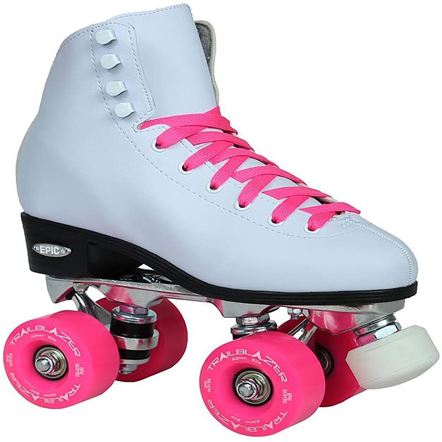Epic Skates Classic High-Top Quad Roller Skates With Pink Wheels