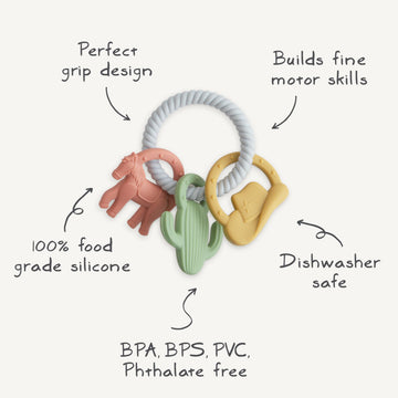 mushie Silicone Teething Ring Toy - Western Color - Model MTR-103 - Safe and Stylish Baby Teether