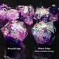 Haxtec DND Dice Set Purple Resin Polyhedral Dice with Iridecent Mylar Inclusions for D&D Dungeons and Dragons TTRPG Gifts