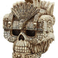 Ebros Aztec Empire Emperor Montezuma Skull Statue Tenochtitlan King Moctezuma I Halloween Skeleton Cranium Head Figurine
