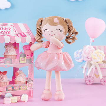 Gloveleya Baby Doll Gifts Plush Curly Girl Toys With Love 16' Pink