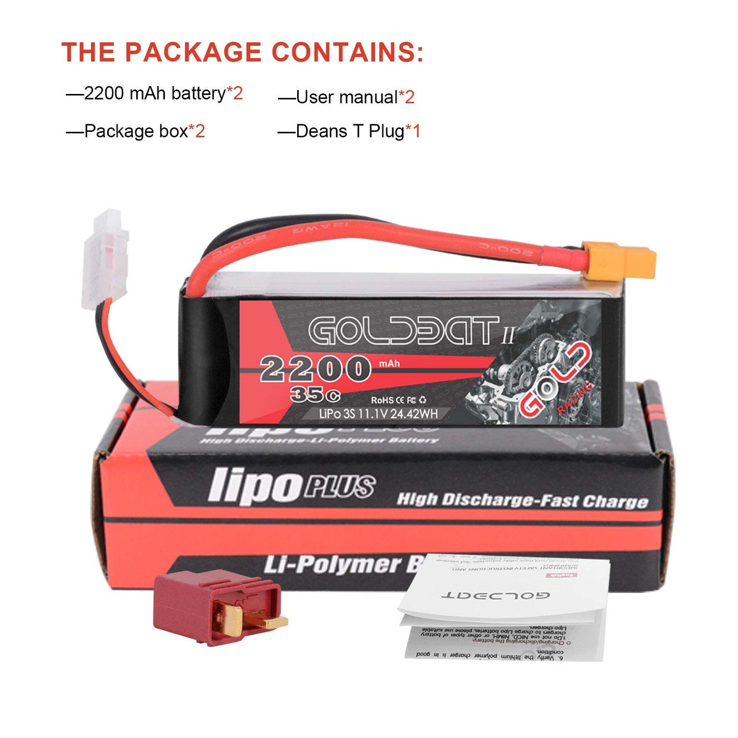 GOLDBAT 3s Lipo Battery 35C 2200mAh 11.1V Lipo Battery with XT60 Connector Soft Case Battery for Airplane RC Quadcopter Helicopt