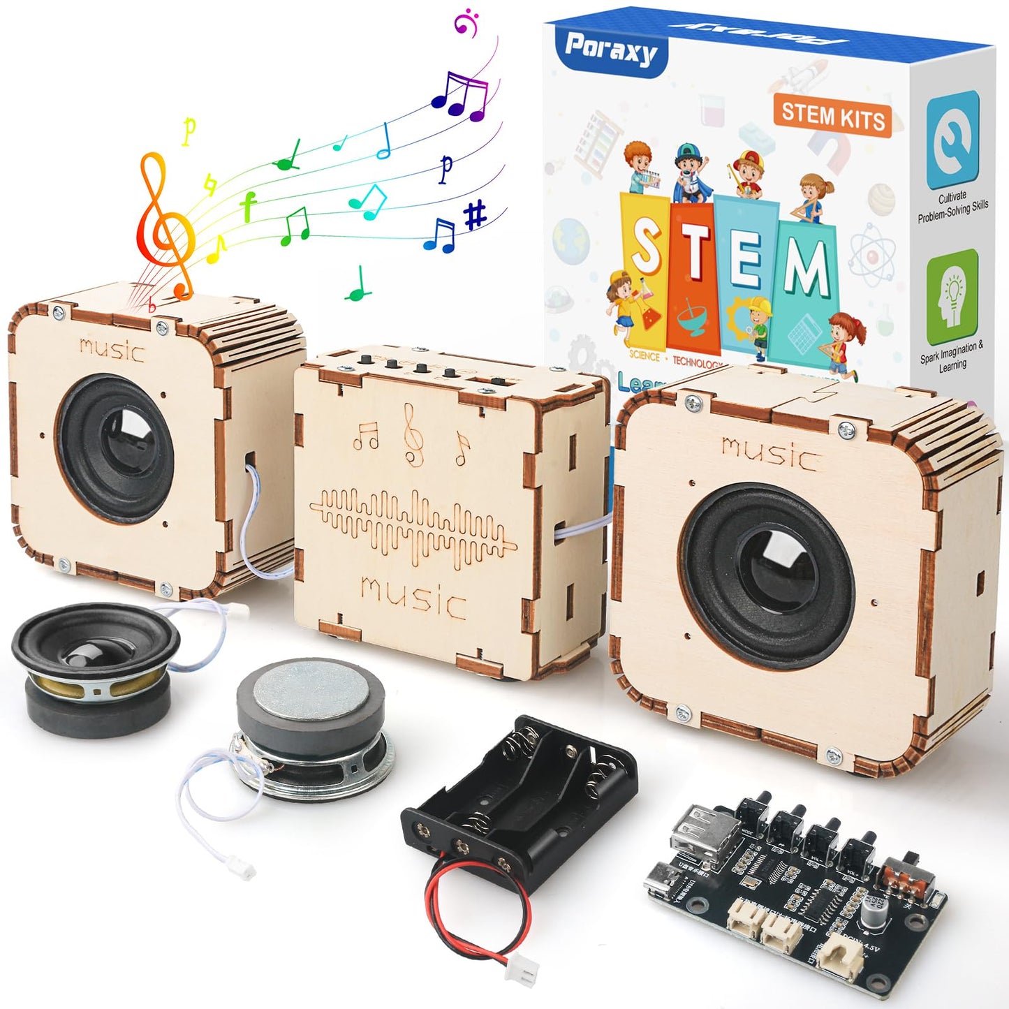 Poraxy STEM Toys for Boys Girls Age 8-13  Build Your Own Bluetooth Speaker  Science Kits for Kids 8-12  Electronic Experiment DIY Building Projects  Gifts for mature-themed Teen Boy Girl 9 10 11 13 14 15 16
